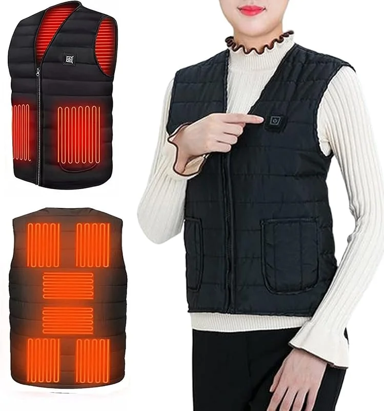 Gilet riscaldato for Uomo Donna, Gilet riscaldante USB Ricaricabile con 9 Zone di Riscaldamento (Batteria Non Inclusa) (Color : Black, Size : 5XL-5XLarge) — Abbigliamento riscaldato