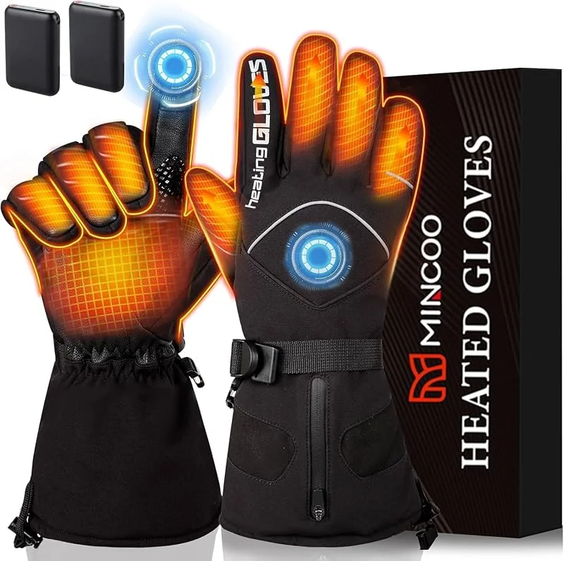 Mincoo Guanti Riscaldanti Per Moto Unisex - Guanti Riscaldanti USB Con Batteria 6000mAh, Impermeabili, Antivento, 3 Livelli Di Regolazione Della Temperatura, Ideali Per Lo Sci E La Bicicletta — Abbigliamento riscaldato
