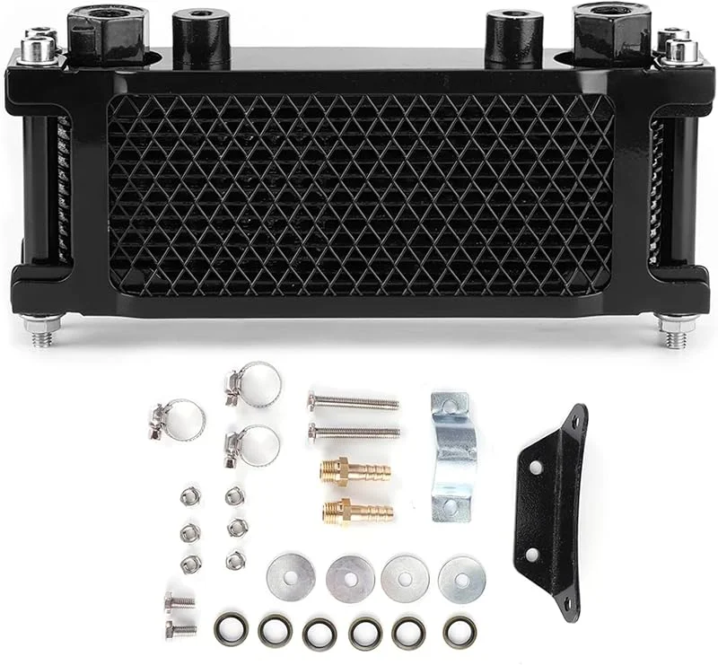 HERCHR Radiatore Olio Trasmissione Motore, Kit Radiatore Raffreddamento Olio Universale Accessori di Ricambio Adatti per Moto Fuoristrada ATV a 4 Ruote 100250CC — Riscaldamento