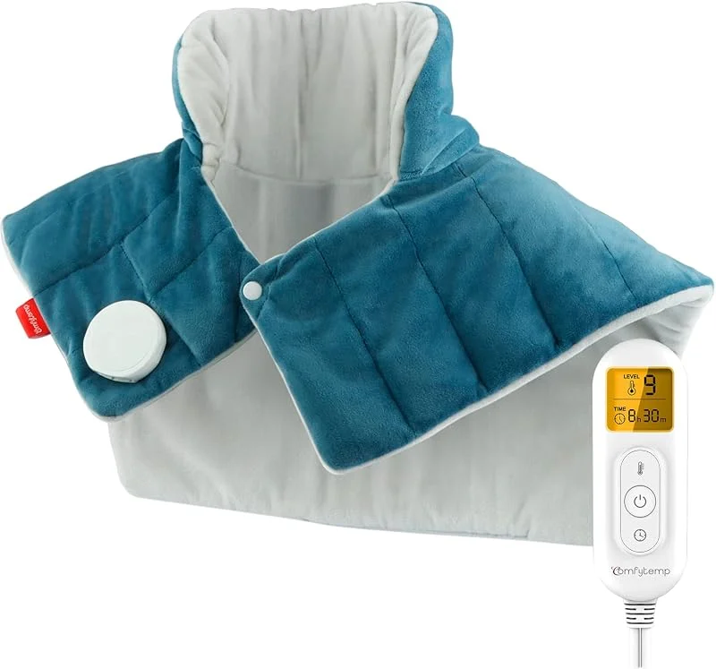 Comfytemp PESO Termoforo per Cervicale e Spalle, 1Kg Termoforo Elettrico per Collo con 9 Temperature, 11 Timer di Spegnimento Automatico, Modalità STAY ON, Riscaldamento Rapido, Lavabile in Lavatrice