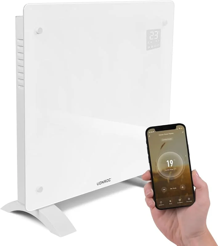 VONROC Termoconvettore Elettrico 1000W WiFi, con App, fino a 12 m² Bianco — Riscaldamento
