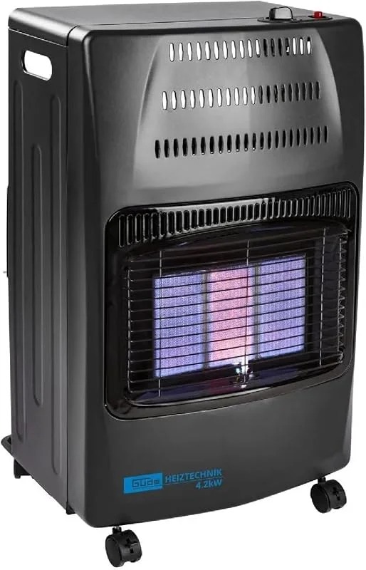 Güde Riscaldatore a gas GGH 4200 K (4200 W, 3 livelli di riscaldamento, accensione piezoelettrica, mobile, pressione di esercizio 50 mbar, elementi riscaldanti in ceramica, fusibile termico, 4 rulli