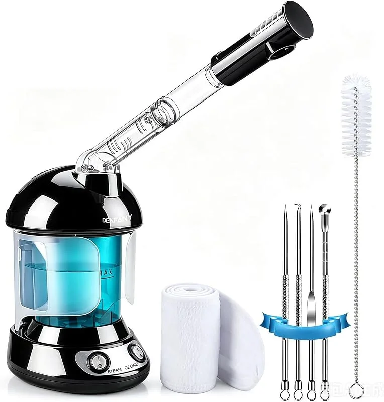 Vaporizzatore facciale, vaporizzatore di ozono con braccio rotante a 360°, tempo di vapore 40 minuti, umidificatore, deintasamento pori, punti neri, vaporizzatore facciale portatile per uso personale