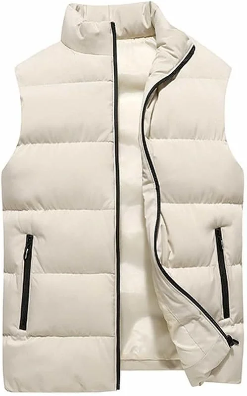 Giubbotto Smanicato Uomo Cotone Da Lavoro Gilet Riscaldato Giubbotto Senza Maniche Giubbino Casual Trapuntato Caldo Antivento Piumino Stand Collare Leggera Trekking Corto Giacca Softshell Sportiva — Abbigliamento riscaldato