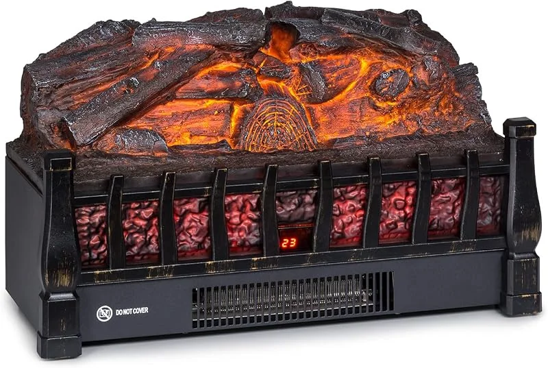 Klarstein Camino Elettrico, Caminetto Elettrico 1800 W, Camino Finto a Riscaldamento a Basso Consumo, Fuoco Finto LED, Spazio per Legna, Termocamino con Telecomando, Termostato e Timer