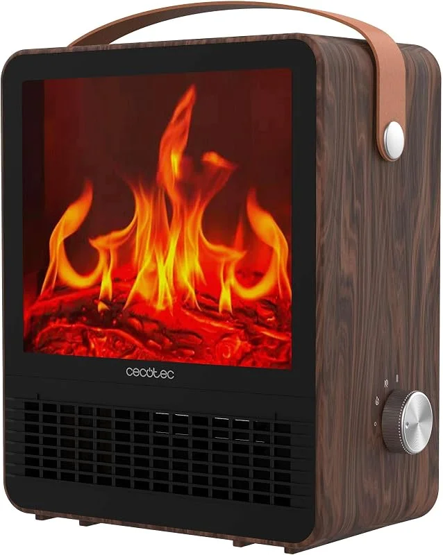 Cecotec Riscaldatore Caminetti Elettrici ReadyWarm 1500 Ceramic Flames. 1500W, in ceramica con Effetto Fiamma, Fino a 15m², 2 modalità di funzionamento, Silenzioso, Spegnimento Automatico — Riscaldamento