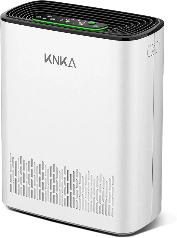 KNKA Purificatore d'Aria Filtro HEPA Sensore Intelligente fino 80m², Bianco — Umidificatore