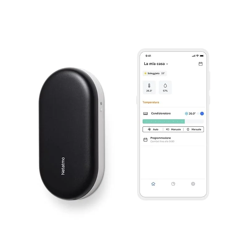 Netatmo Controllo Intelligente di Climatizzazione, Impianto di Climatizzazione per l’ondata di calore, Compatibile con Condizionatori, WI-FI, Risparmio energetico, Alexa, Google, Siri, NAC-IT — Riscaldamento