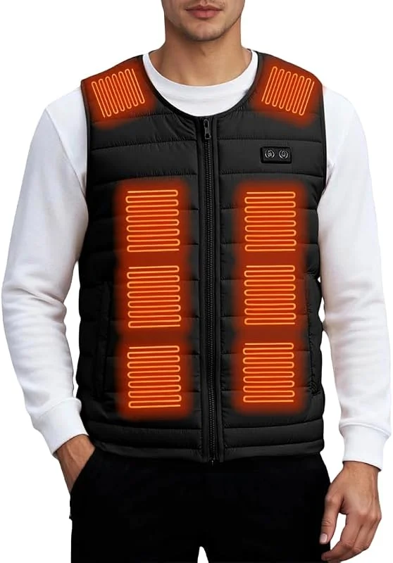 Gilet Riscaldato Uomo Donna con USB e Chiusura Magnetica Smanicato Riscaldata Imbottita Trapuntata Piumino Riscaldate Anziani Senza Maniche 100 Grammi per Sci Caccia Moto Pesca Trekking Bici Lavoro — Abbigliamento riscaldato