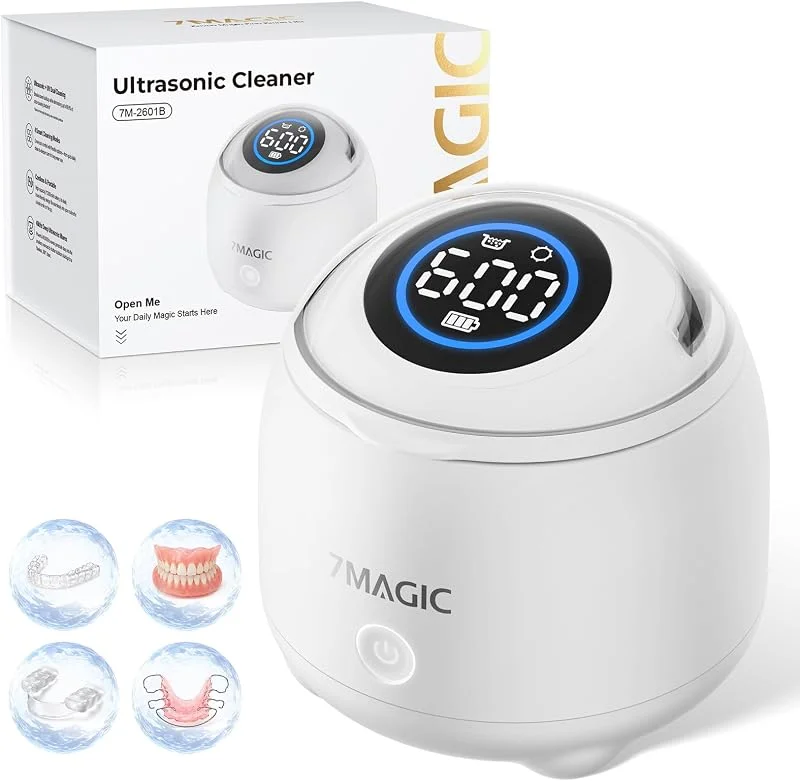 7MAGIC Pulitore ultrasuoni senza fili per bite, 48 kHz, Bianco — Cura della pelle