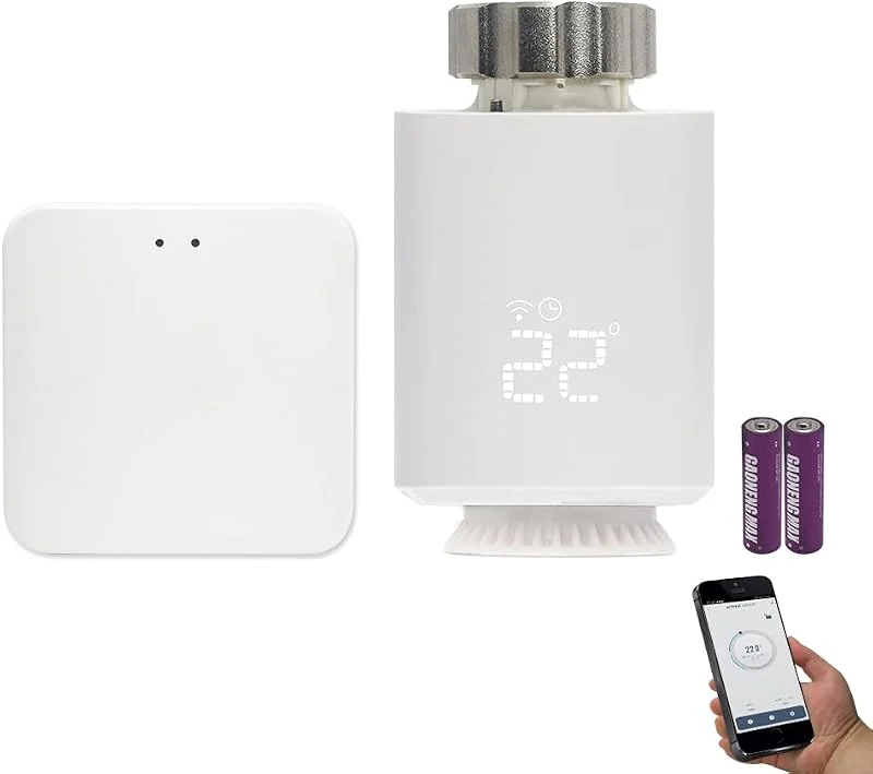 KETOTEK Smart Valvola Termostatica per Termosifoni WiFi Zigbee con Hub Kit di Base, Intelligente Testa Termostatica Compatibile con Alexa, Smart Life, Tuya APP Controllo — Riscaldamento