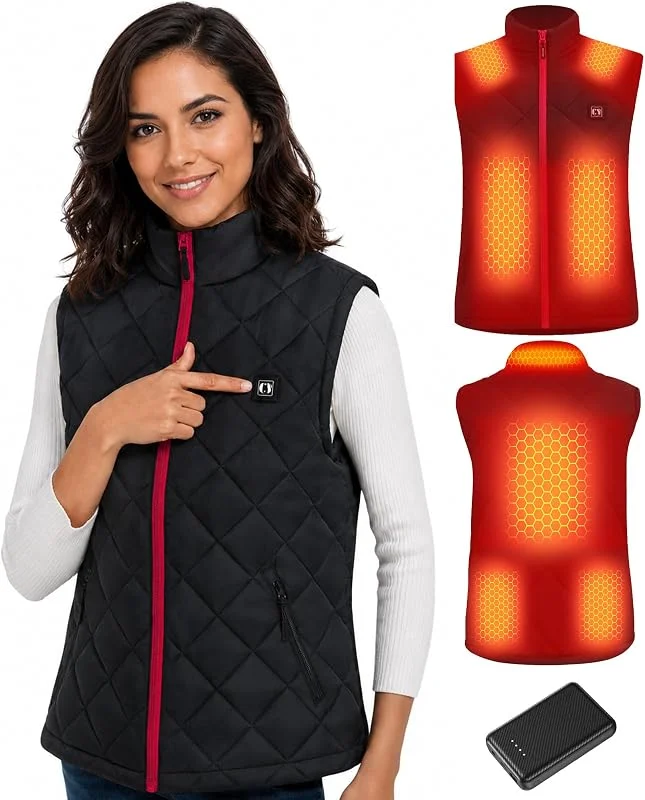 CYCYHEAT Gilet Riscaldato Donna 7, 4V con Tecnologia al Carbonio — Abbigliamento riscaldato
