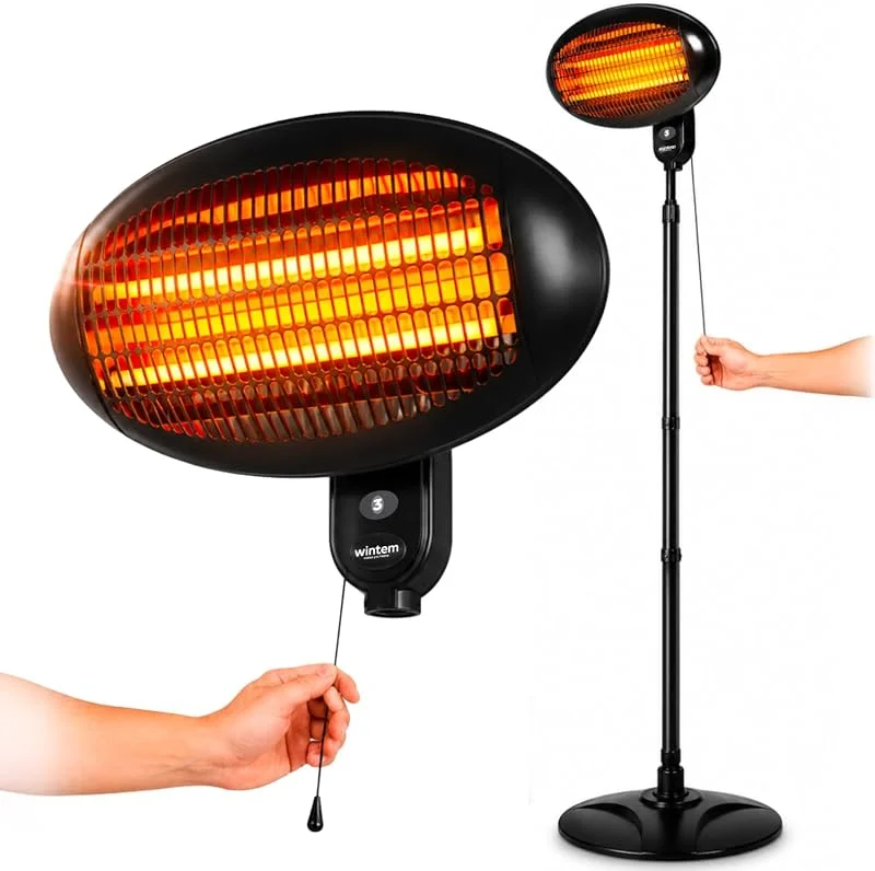 Wintem Stufa Elettrica da Esterno Ignis a Piantana 2000W, 3 Livelli — Riscaldamento