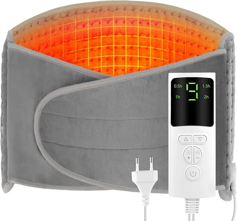 Termoforo Elettrico, 125 * 30cm Termoforo Lombare con 9 Impostazioni di Calore e 4 Timer, Cuscinetto Riscaldante per Schiena, Collo, Spalle, Addome — Riscaldamento