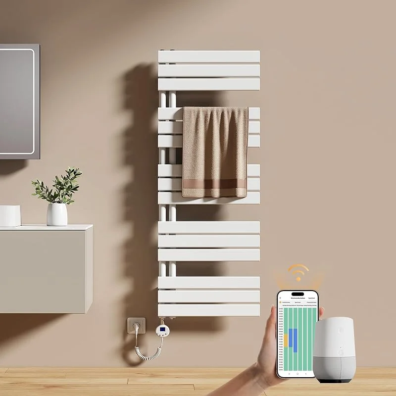 EMKE Scaldasalviette Elettrico con WIFI Termostato 132x50 cm, Bianco — Riscaldamento