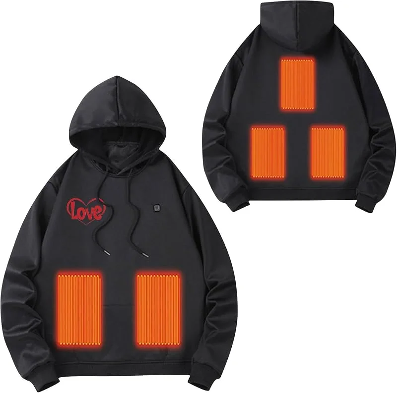 HAOLEI Felpa con Cappuccio Riscaldata per Uomini Donne Giacca Riscaldata Invernale Unisex Inclusa Felpa Termica Calda elettrica USB 3 Livelli di Temperatura per Sci Caccia all'aperto (Senza Batteria) — Abbigliamento riscaldato
