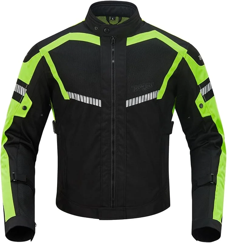 BORLENI Giacca da Moto da Uomo Estate, Traspirante, Protezione Dalle Armi, Riflettente — Abbigliamento riscaldato