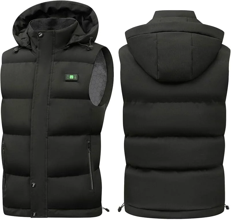 Gilet riscaldato con Cappuccio USB, Abbigliamento Elettrico con 3 Livelli di Riscaldamento, for l'inverno all'aperto (Non Incluso)(XL(62.5-67.5kg)) — Abbigliamento riscaldato