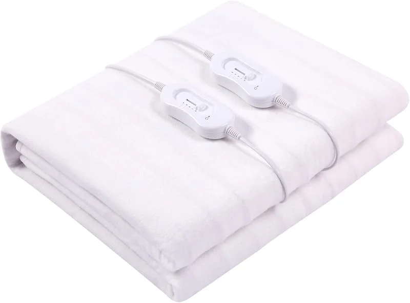 Bricozone Scaldaletto Elettrico Matrimoniale 160x140 Con Doppio Telecomando 3 Livelli Di Temperatura Timer 8 Ore Sistema Anti Surriscaldamento Lavabile In Lavatrice In Morbido Poliestere Bianco