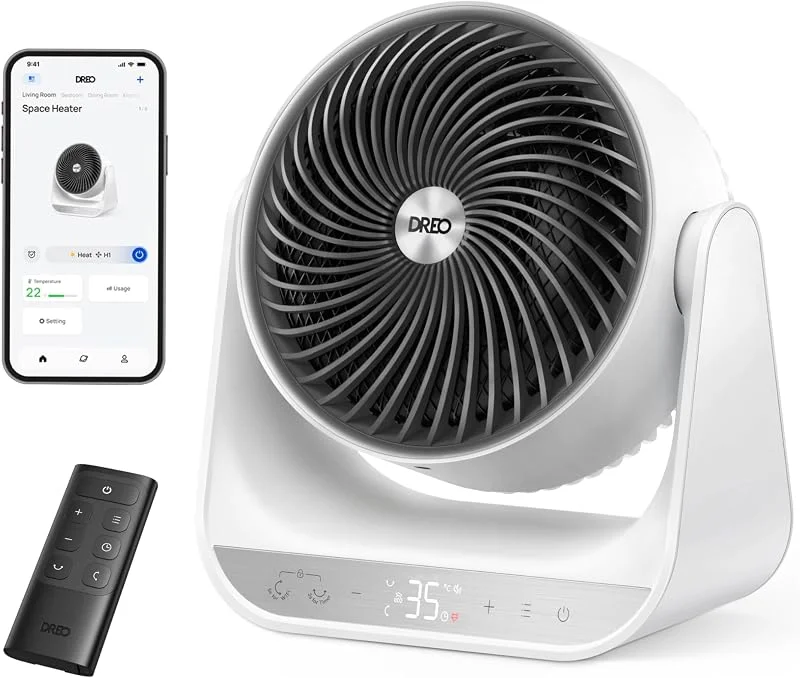 Dreo Stufa elettrica da interno 2000W con telecomando e termostato, 7 modalità, protezione da surriscaldamento e ribaltamento, riscaldatore portatile per tutta la stanza, bianco, dispositivo 714S