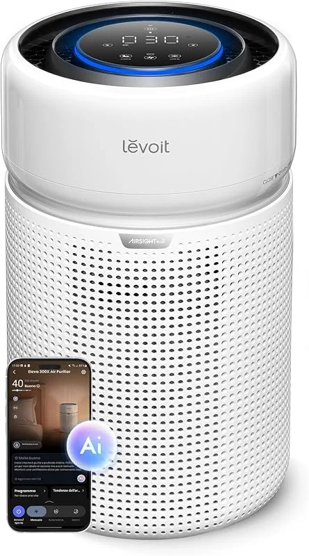 Levoit Eleva 300X Smart Purificatore d'Aria per Allergie con Sensore, 56 m² — Umidificatore