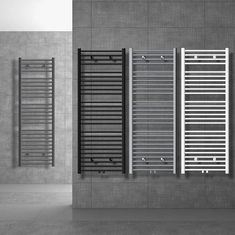ECD Germany Radiatore da Bagno Radiatore Scaldasalviette Radiatore 500 x 800 mm Bianco Dritto con Attacco Centrale Radiatore Asciugabiancheria incl. Termostato con Passaggio Universale — Riscaldamento