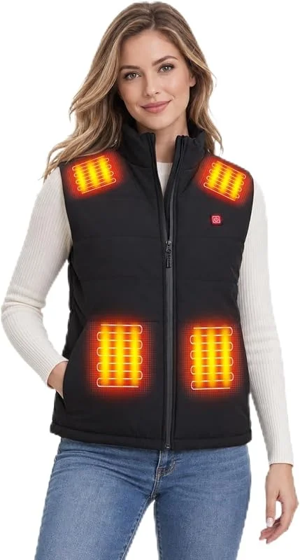 Rrtizan Gilet Riscaldato Uomo con Batteria 10000mAh, Giubbotto Riscaldanto con 9 Zone e 3 Livelli Temperatura, Impermeabile Antivento per Giubbotto Moto, Ciclismo, Pesca — Abbigliamento riscaldato