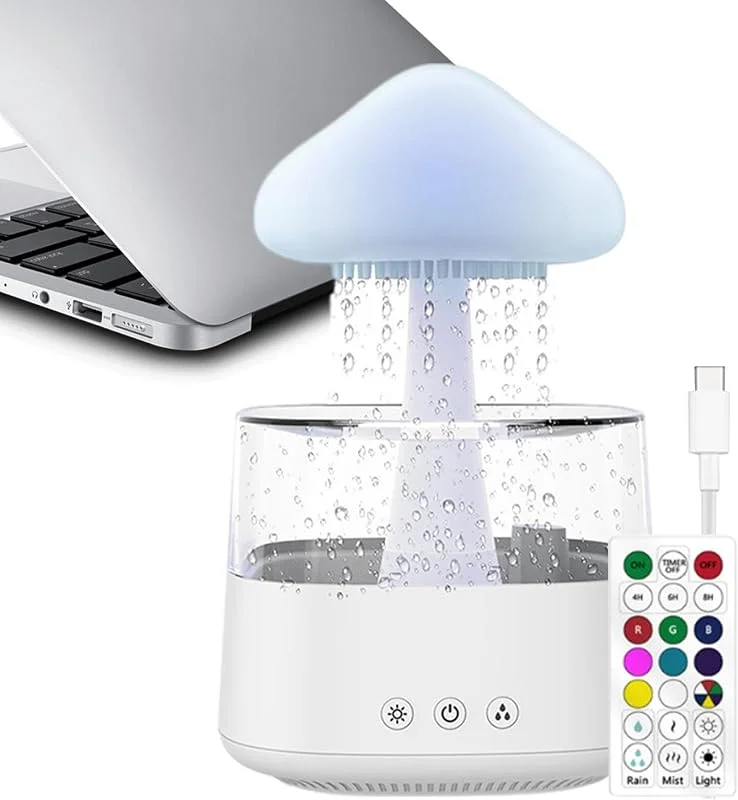 Diffusore umidificatore a forma di goccia d'acqua per aromaterapia, a LED