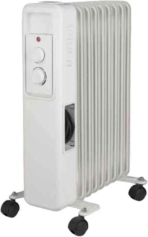 Radiatore ad Olio 9 Elementi 2000W con Ruote, Termostato Regolabile — Riscaldamento