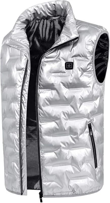 Gilet riscaldante da Escursionismo, for Esterni, for Tenere al Caldo, Giacche riscaldate elettriche USB for Pesca, Caccia e Moto(Silver, L) — Abbigliamento riscaldato
