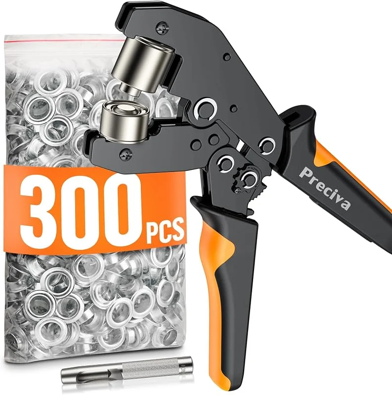 Occhielli per Teloni Professionali, Preciva Occhiellatrice per Teloni Multifunzione, con 300 Pezzi Occhiello (Ø interno 10mm), per Pelle Telone Cartone PVC Tessuto e tende da sole etc — Riscaldamento