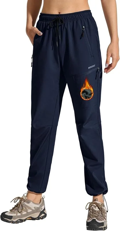 MOCOLY Pantaloni Trekking Donna Pantaloni Sci Invernali Impermeabili Felpati Termici Softshell Pantaloni Tuta Larghi Pantaloni Sportivi da Cargo per Montagna e Sport Outdoor Lavoro — Abbigliamento riscaldato