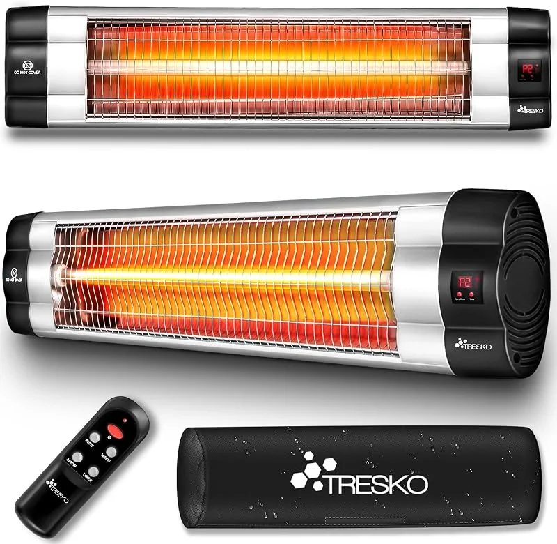 TRESKO® Riscaldatore Infrarossi 2500W con Telecomando e Display LED — Riscaldamento