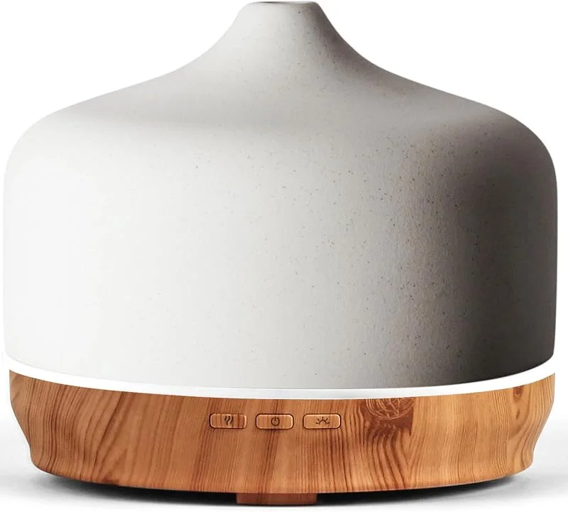 Porseme Diffusore di oli essenziali a ultrasuoni in ceramica, 500 ml, umidificatore che cambia 7 colori, diffusore per aromaterapia Whisper Cool Mist, deodorante per ambienti senza acqua, spegnimento — Casa e cucina