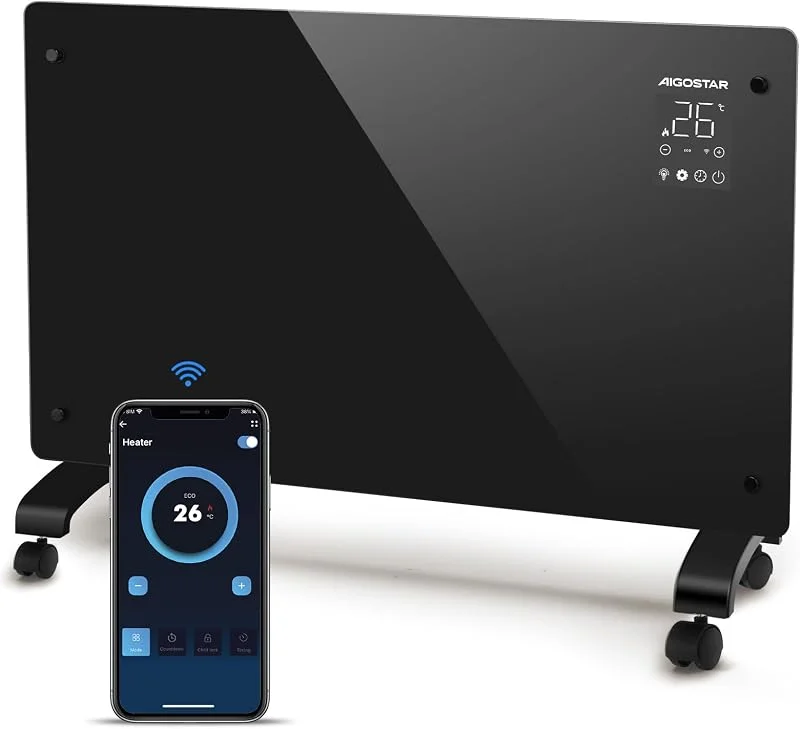 Aigostar Termoconvettore Elettrico WiFi 2000W, Nero — Riscaldamento