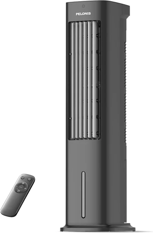 PELONIS Raffreddatore d'Aria 5L con Telecomando, 3-in-1 Portatile, Ventilatore & Umidificatore, Oscillazione Auto, Timer 7H, 2 Pacchi Raffreddamento