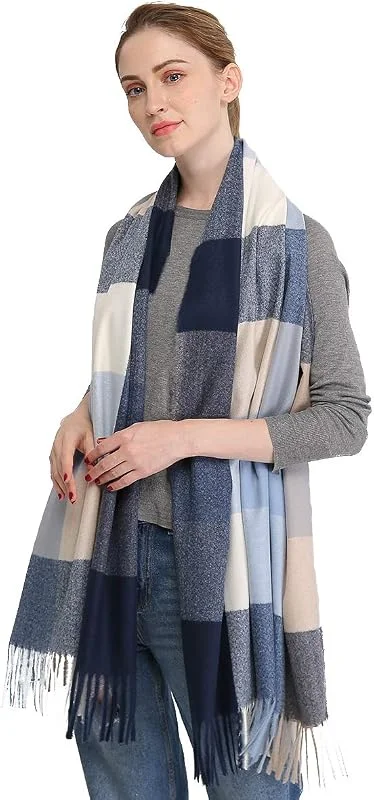Donna Morbida sciarpa in lana di cashmere Grande scalda Pashminas e avvolgente coperta con stola calda — Abbigliamento riscaldato