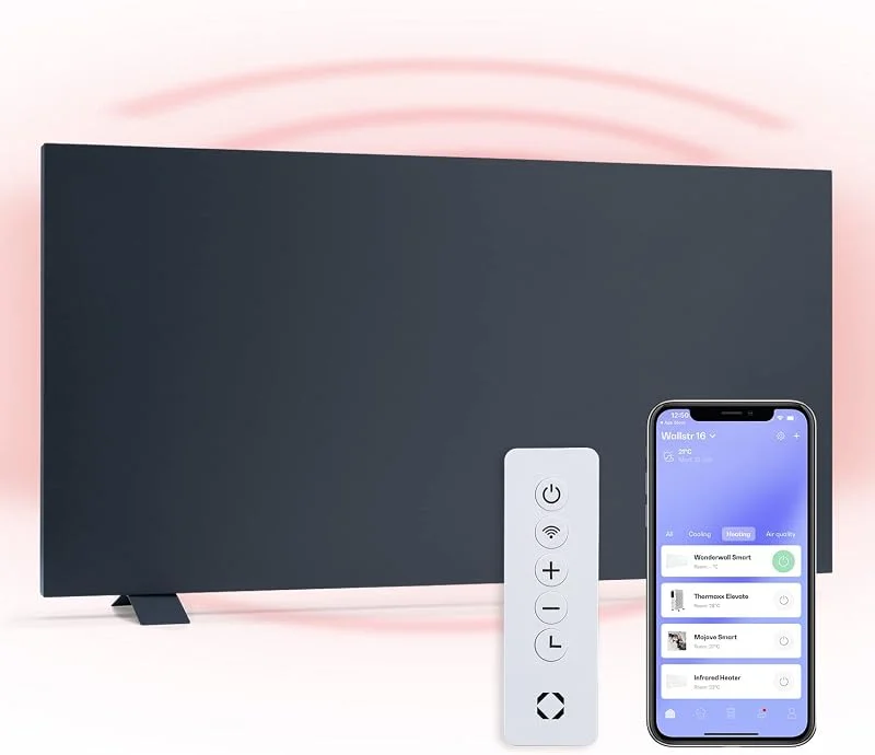KLARSTEIN Smart Stufa Elettrica Basso Consumo, Termoconvettore a Parete 750W Termosifone Elettrico, Riscaldamento Elettrico, Pannello Radiante Infrarossi, Lampada Riscaldante, WiFi, App, IP24 No CO2
