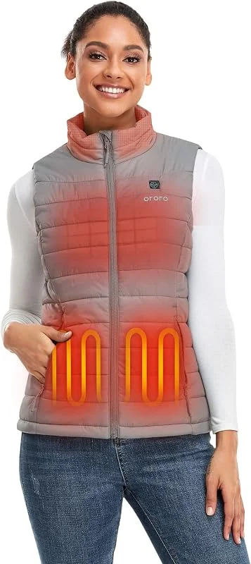 ORORO Gilet Riscaldato Donna con Batteria Giubbotto Riscaldato Donna Maglia Riscaldata Elettrica Smanicato Riscaldato Donna - Caricatore Non Incluso — Abbigliamento riscaldato