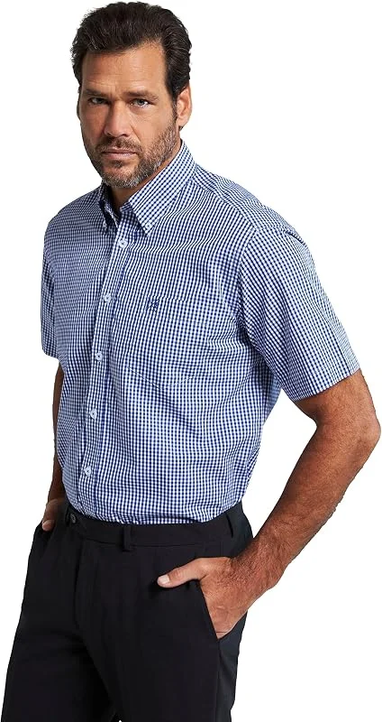JP 1880 Camicia per Business-Attire con vestibilità Comoda, Mezze Maniche e quadretto Vichy 722860 — Dermocosmesi