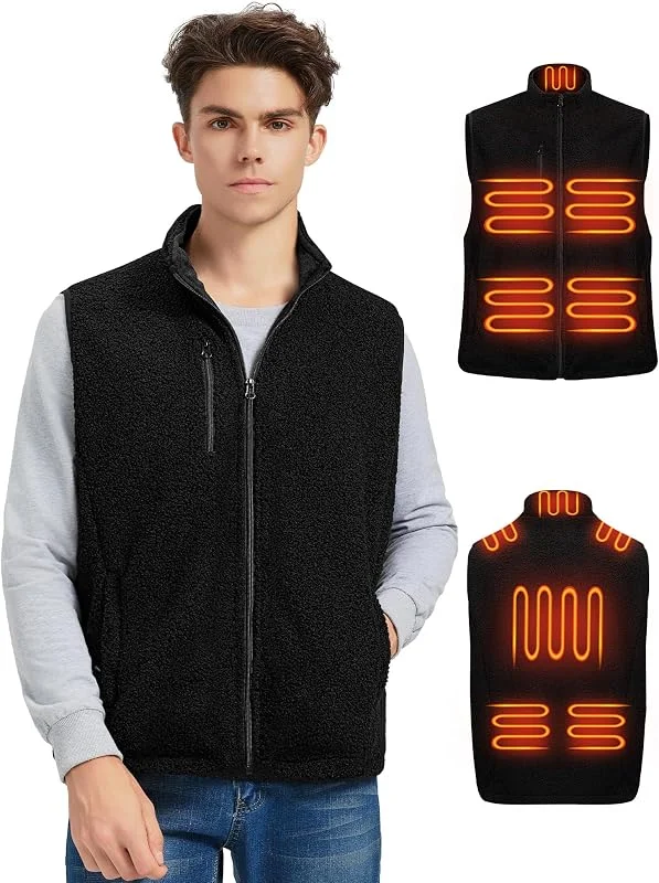 Gilet riscaldabile in pile con power bank ricaricabile da 18400 mAh, 10 zone di calore, 3 modalità di riscaldamento, carica DC — Abbigliamento riscaldato