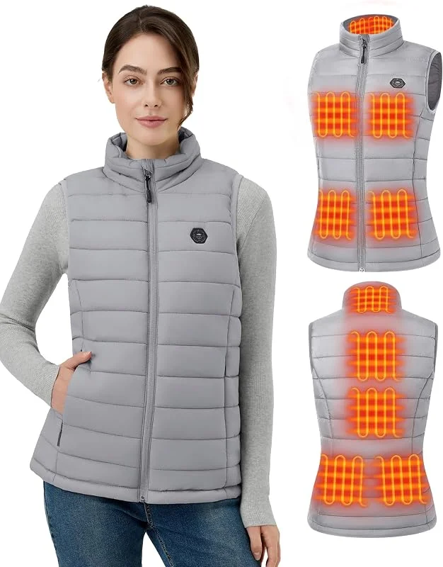 Gilet Riscaldato Donna con Batteria Inclusa da 7.4V e 16000mAh, 9 Zone di Riscaldamento, 3 Livelli di Temperatura Regolabili Semplicità Classica Gilet, Ideale per Attività all'Aperto Viaggi Sport — Abbigliamento riscaldato