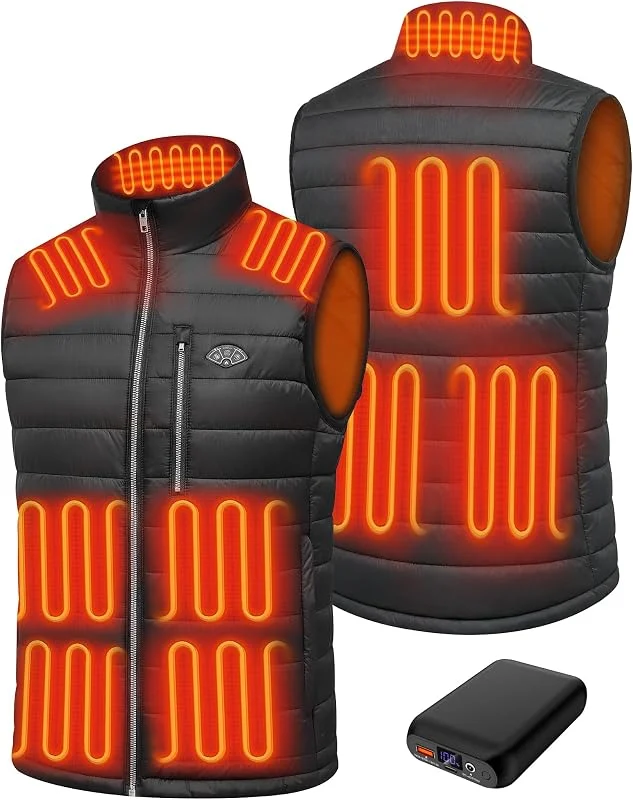 Gilet Riscaldato Uomo con Batteria 16000mAh Giubbotto Riscaldat Invernale — Abbigliamento riscaldato