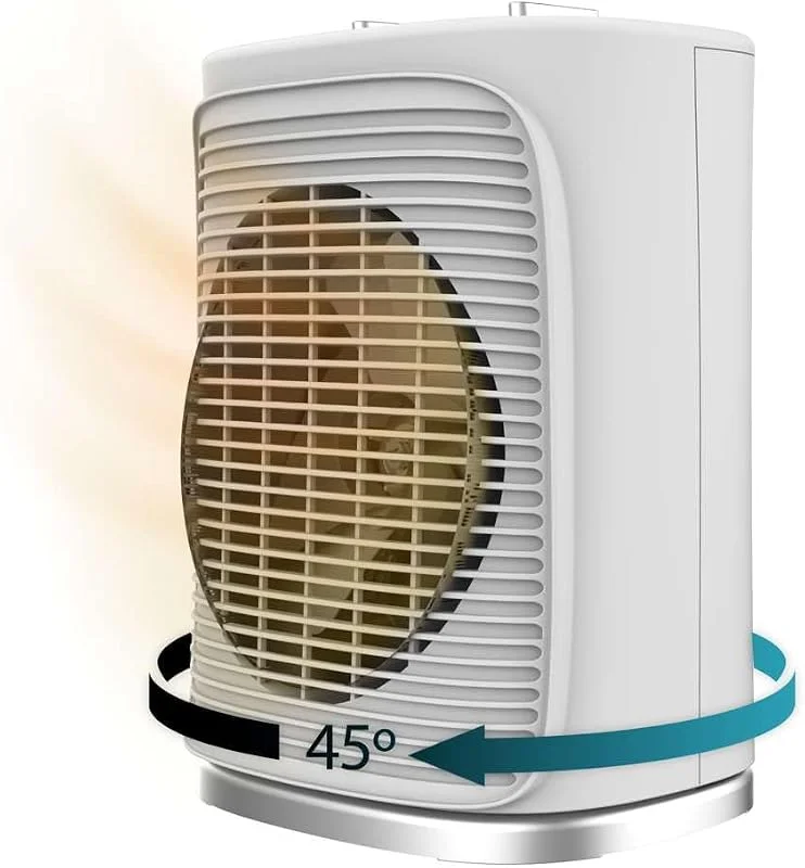 Cecotec Riscaldatore elettrico a basso consumo ReadyWarm 2050 Max Force Rotate White. Termoventilatore da 2000 W, oscillazione a 65°, 3 modalità, termostato regolabile, area di copertura 20 m2, bianco — Riscaldamento