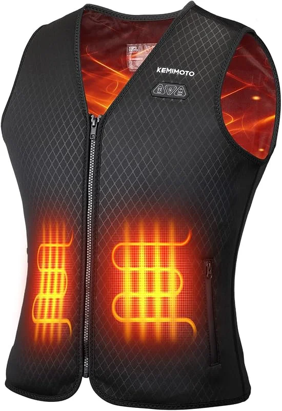 KEMIMOTO Gilet Riscaldato Donna, Elettrico Gilet Riscaldato con USB, Giubbotti Riscaldati con 3 Temperature per all’aperto Lavoro Sci Escursionismo Caccia Moto (Senza Batteria) — Abbigliamento riscaldato