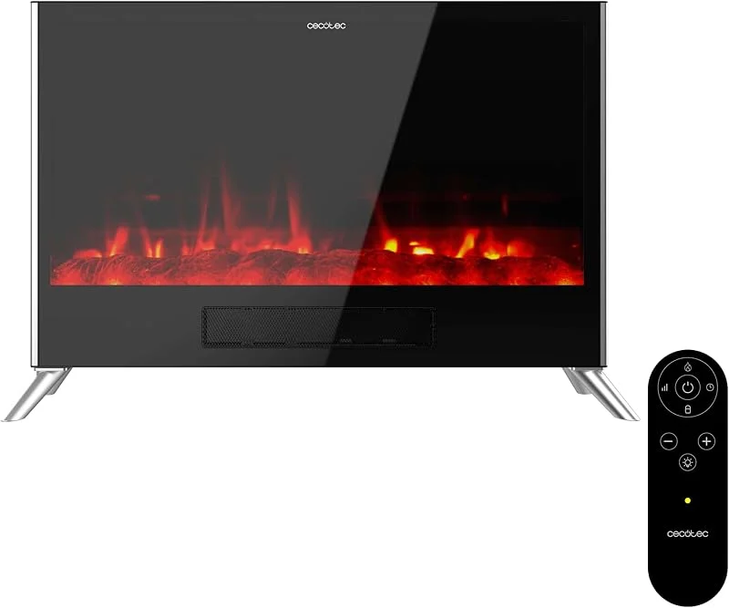 Cecotec Caminetto Elettrico con Telecomando ReadyWarm 7500 3in1 Total Flames. 1500W, 2 Modalità, Termostato, Effetto Fiamma, Timer, Sicurezza, Convezione, Calore Rapido ed Efficiente — Riscaldamento