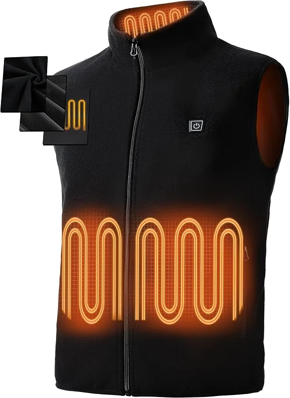Gilet riscaldato per uomo e donna, 3 livelli di riscaldamento, 6 zone di riscaldamento, giacche riscaldate per uomo e donna (batteria non inclusa), nero, Medium — Abbigliamento riscaldato