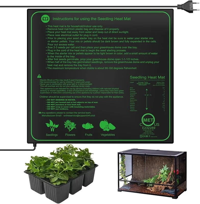 Tappeto Riscaldante Per Piante Tappeto Riscaldante Impermeabile Per terrario Riscaldamento Rapido, Sicuro E Durevole Per Piantine, Animali Domestici E Rettili 20 * 20, 5 Pollici 45W
