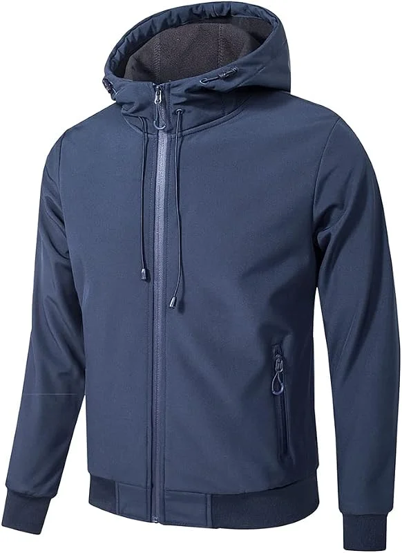 TONY BACKER Giacca Jacket Uomo In Softshell Impermeabile Antivento con Cappuccio Giubbotto Caldo Per Trekking Casual 6860 — Abbigliamento riscaldato