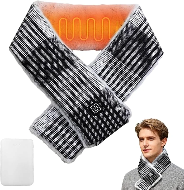 Sciarpa riscaldata per donne e uomini, sciarpa riscaldata USB con Power Bank da 5000 mAh, sciarpa a riscaldamento rapido con 3 temperature regolabili, scaldacollo riscaldato per campeggio — Abbigliamento riscaldato